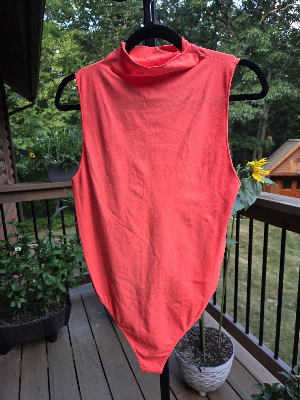 Good American Sleeveless Mock Neck Bodysuit - Coral